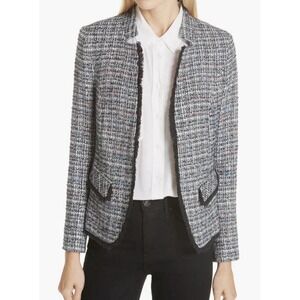 Helene London Women's Navy Tweed Blazer‎ Jacket Designer Office Size XL $349